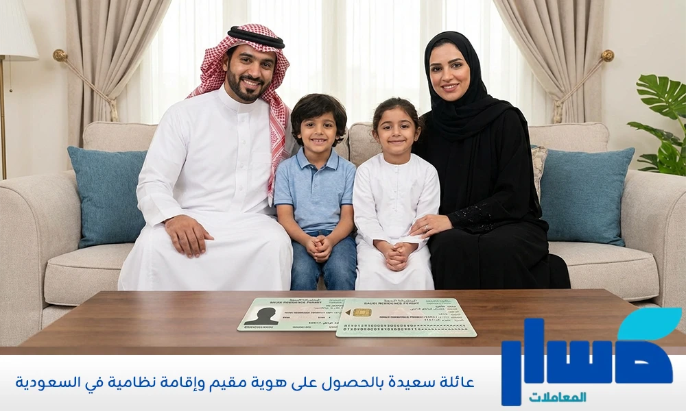 عائلة سعيدة بالحصول على هوية مقيم وإقامة نظامية في السعودية
