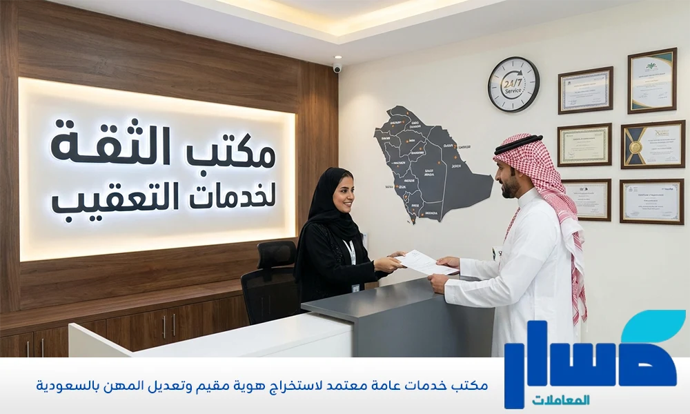 مكتب خدمات عامة معتمد لاستخراج هوية مقيم وتعديل المهن بالسعودية